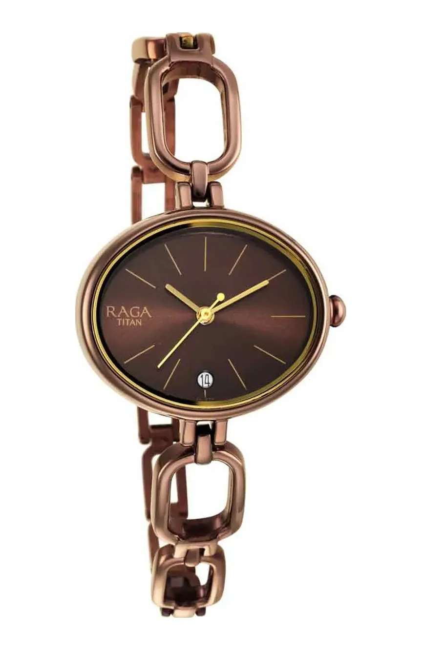 Titan Raga Viva Brown Dial Analog Metal Strap Watch for Women