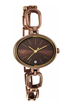 Titan Raga Viva Brown Dial Analog Metal Strap Watch for Women