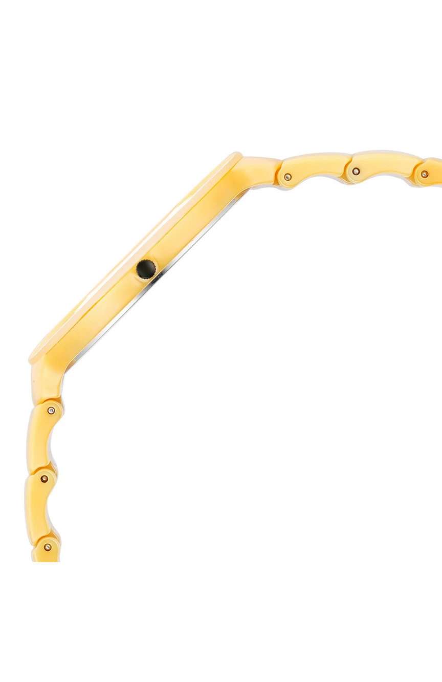 Titan Squircle Camo Quartz Analog Yellow Dial Ceramic Strap Watch For Unisex