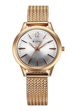 Titan Timeless Urban Quartz Analog Silver Dial Metal Strap Watch For Women
