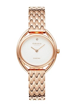 Obaku ساعة يد نسائية بسوار ستانلس ستيل