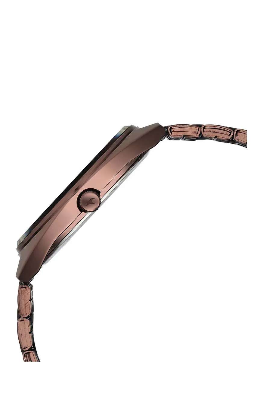 Titan Fastrack Snob X Brown Dial Metal Strap Watch for Guys
