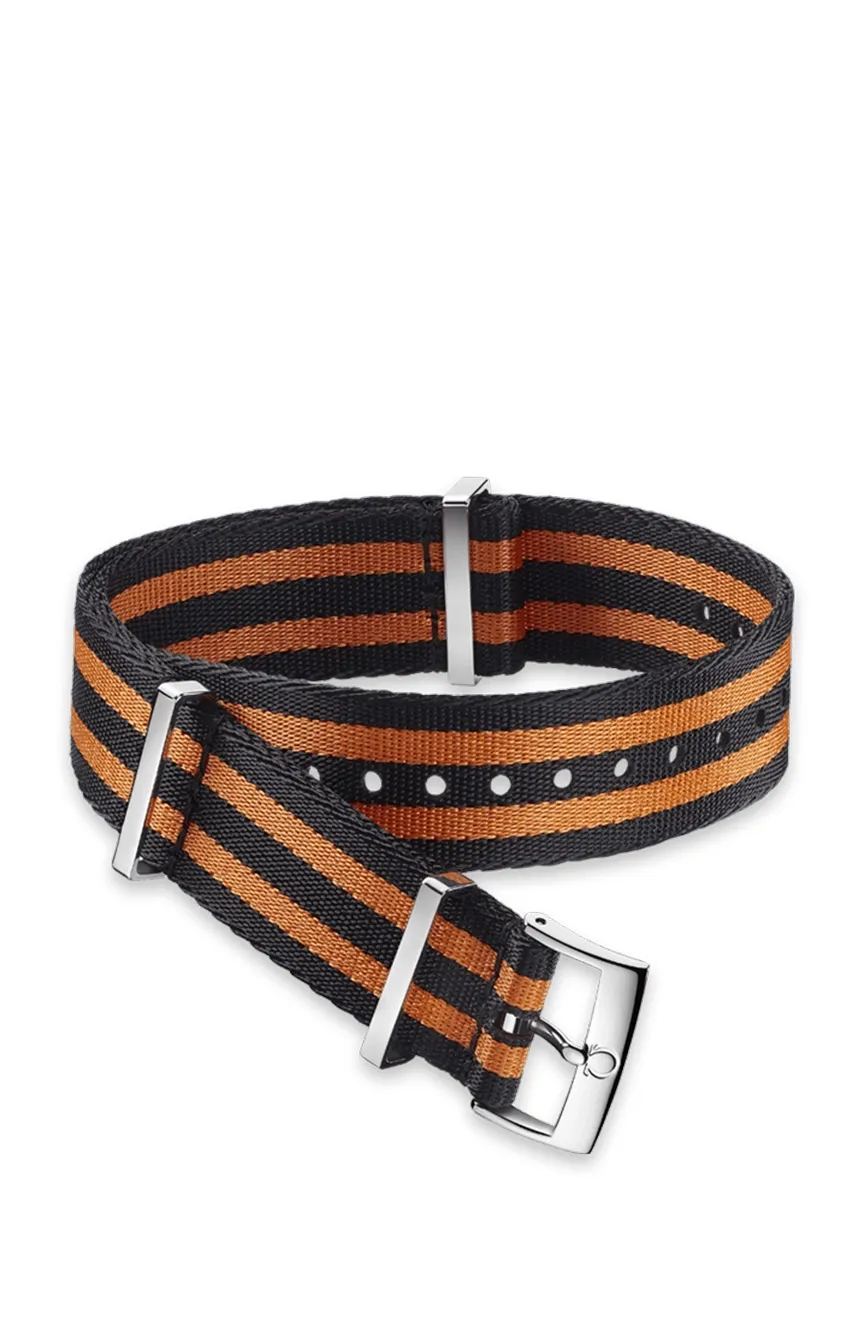 

OMEGA | Polyamide 5 stripe black orange strap Size 21 22 MM