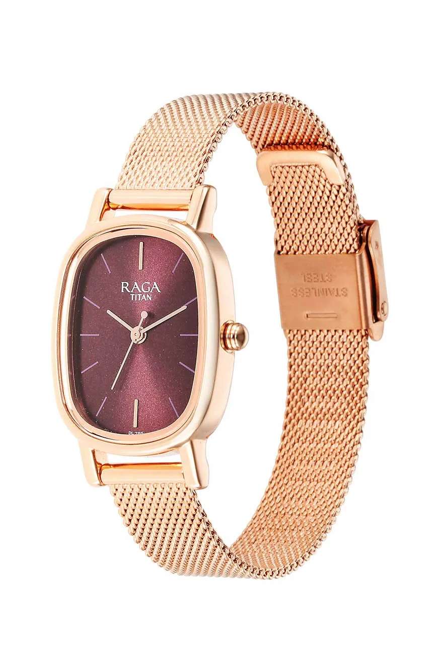 Titan Raga Viva Brown Dial Analog Stainless Steel Strap Watch for Women
