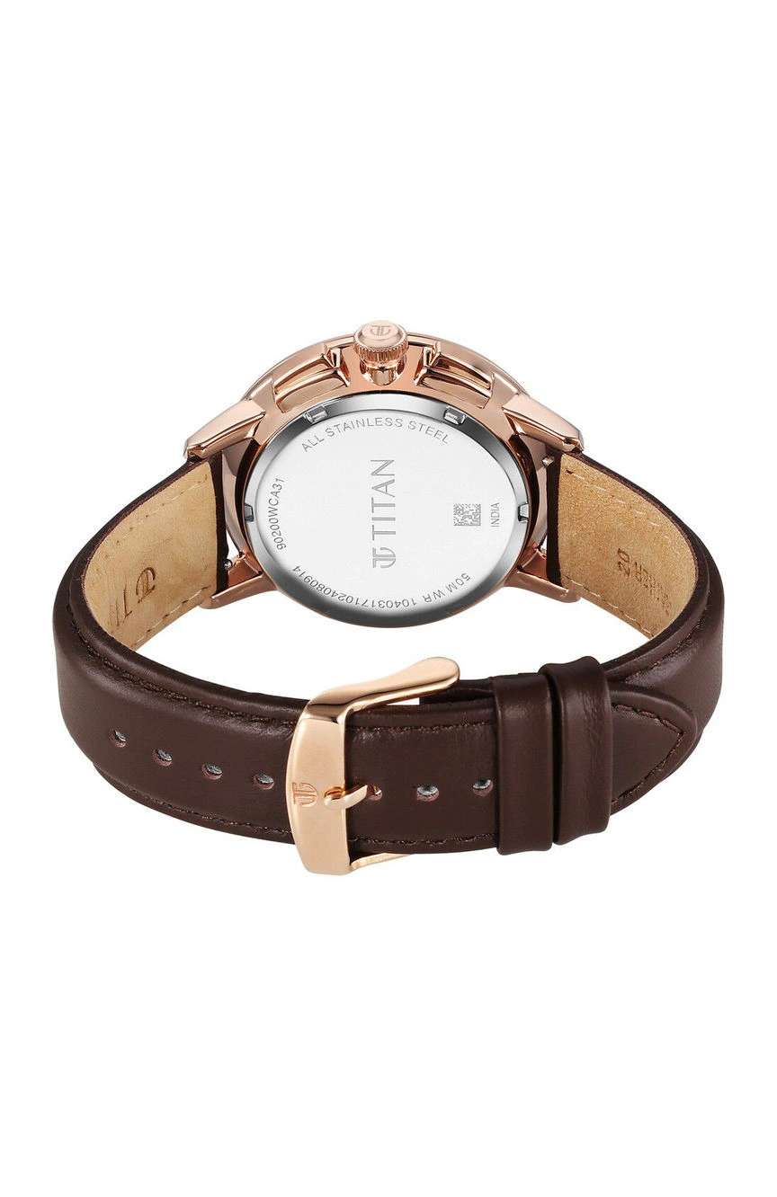 Titan Light leathers Multifunction Brown Dial Leather Strap Watch For Men