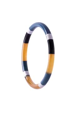 Soyang Paris Horn and Lacquer blue & silver bangle