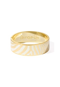 Bangle-Up Two-Tone Zebra Lacquer Clasp Bracelet - T1