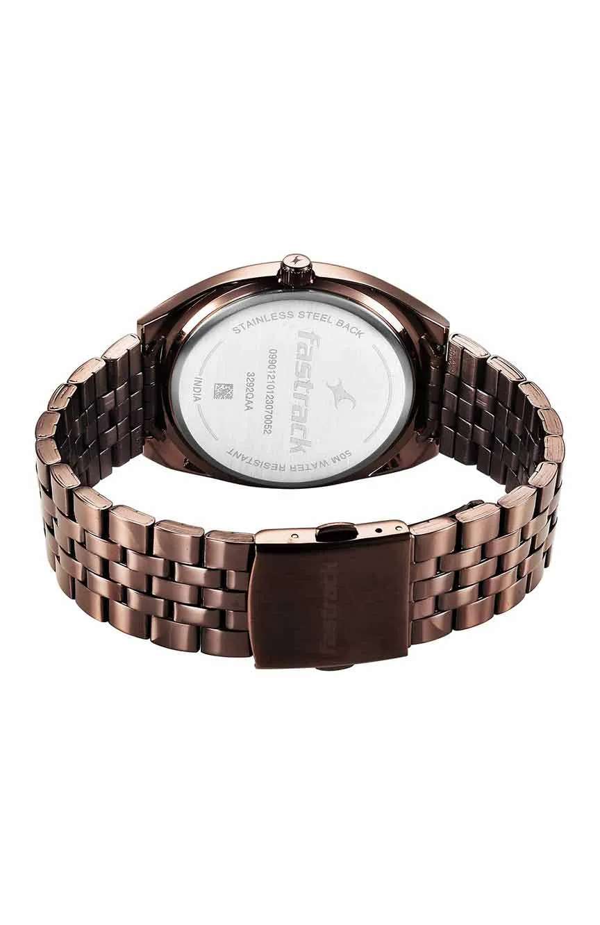 Titan Fastrack Snob X Brown Dial Metal Strap Watch for Guys