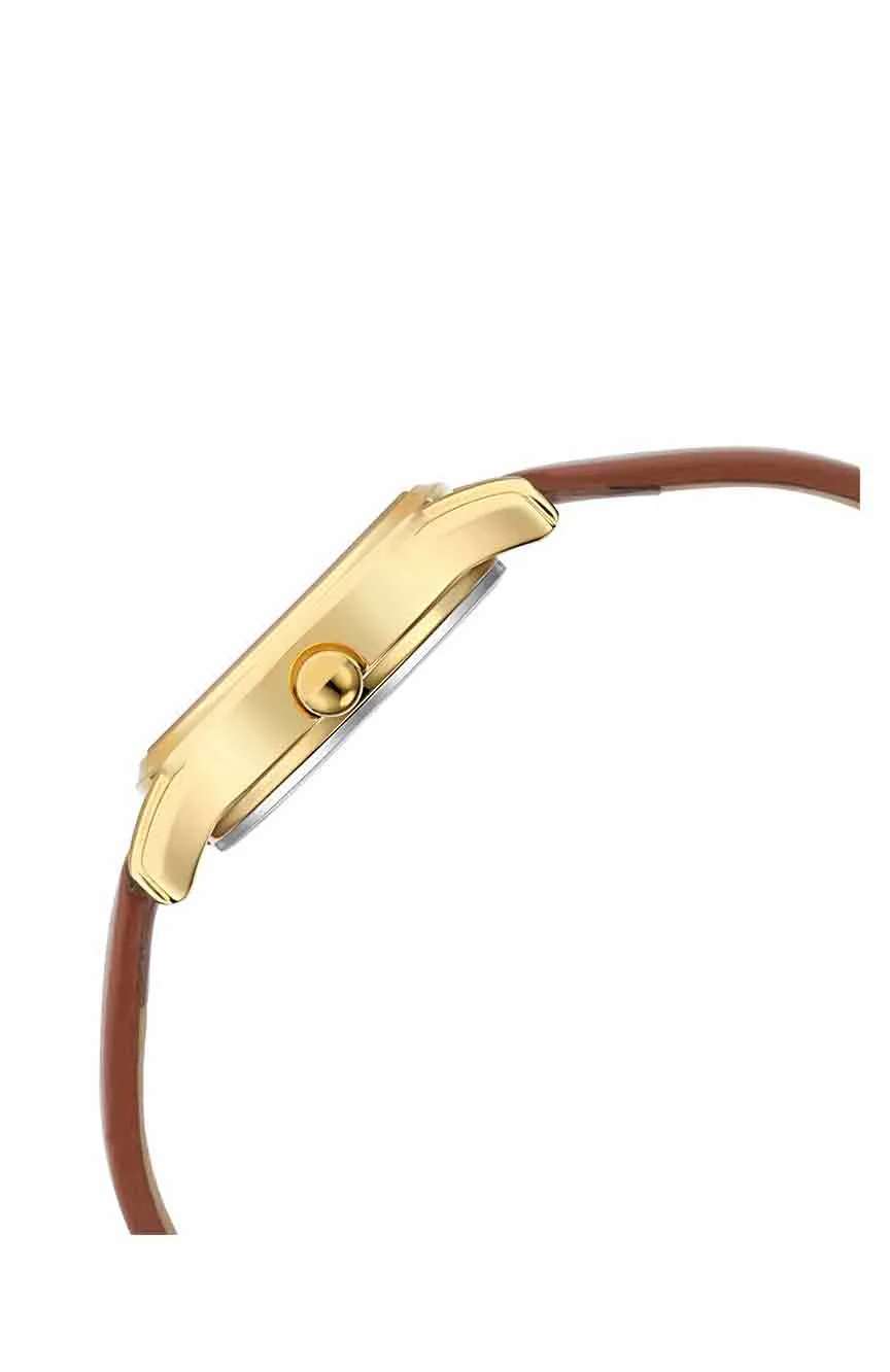 تيتان ساعة تيتان لاجان بميناء أبيض وسوار جلدي لعرض اليوم والتاريخ للنساء