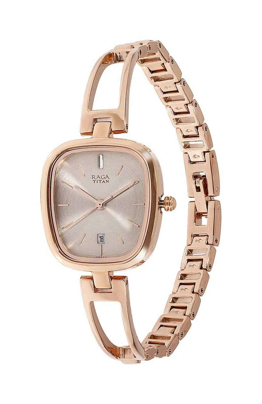 Titan Raga Viva Grey Dial Analog with Date Rose Gold Metal Strap watch for Women