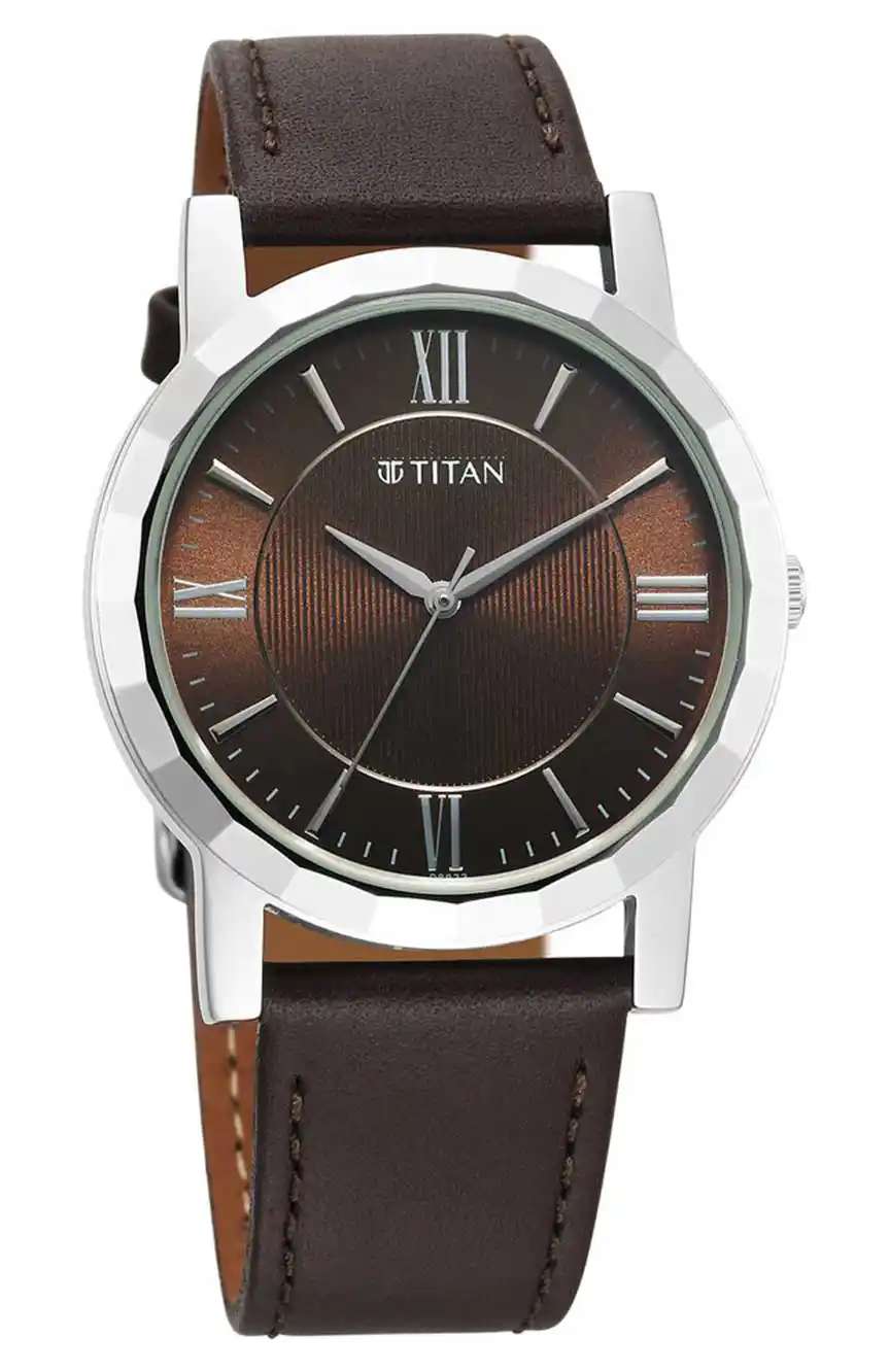 Titan Karishma Zing Quartz Analog Brown Dial Leather Strap Watch for Men