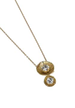 Kalliope Abstract Brass Necklace With White Crystal