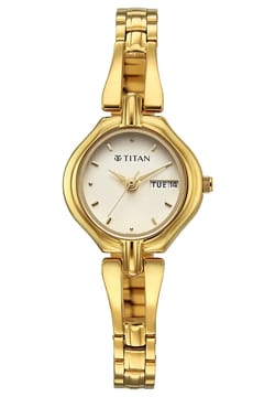 Titan Karishma Ladies Gold Round Dial Stainless Steel Strap Watch For Women