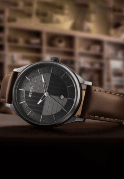 Titan Neo Economy Quartz Analog with Date Grey Dial Brown Leather Strap Watch For Men