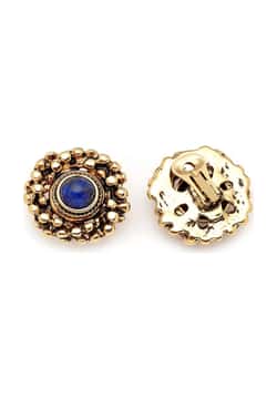 Mon Reve Lapis and Gold Clip On Earrings