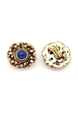 Mon Reve Lapis and Gold Clip On Earrings