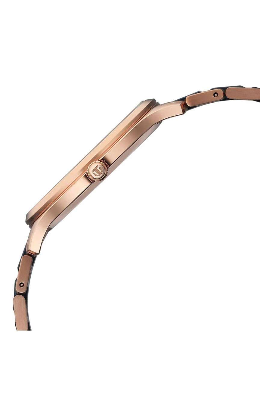 تيتان ساعة تيتان سيراميك فيوجن كوارتز بنافذة لعرض التاريخ بميناء أزرق وسوار ستانلس إستيل للرجال