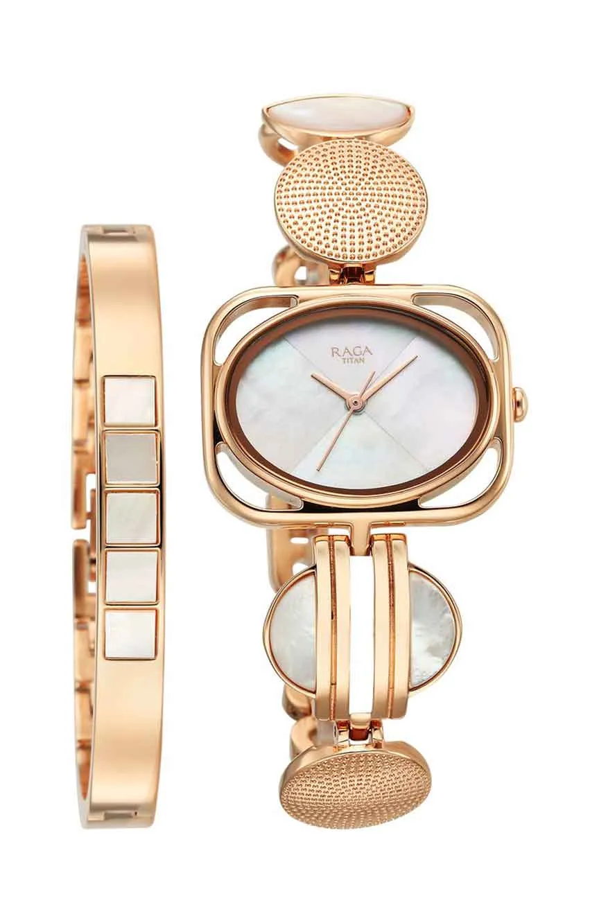 

Titan | Titan Raga Power Pearls Quartz Analog Mother Of Pearl Dial Metal Strap Watch for Women