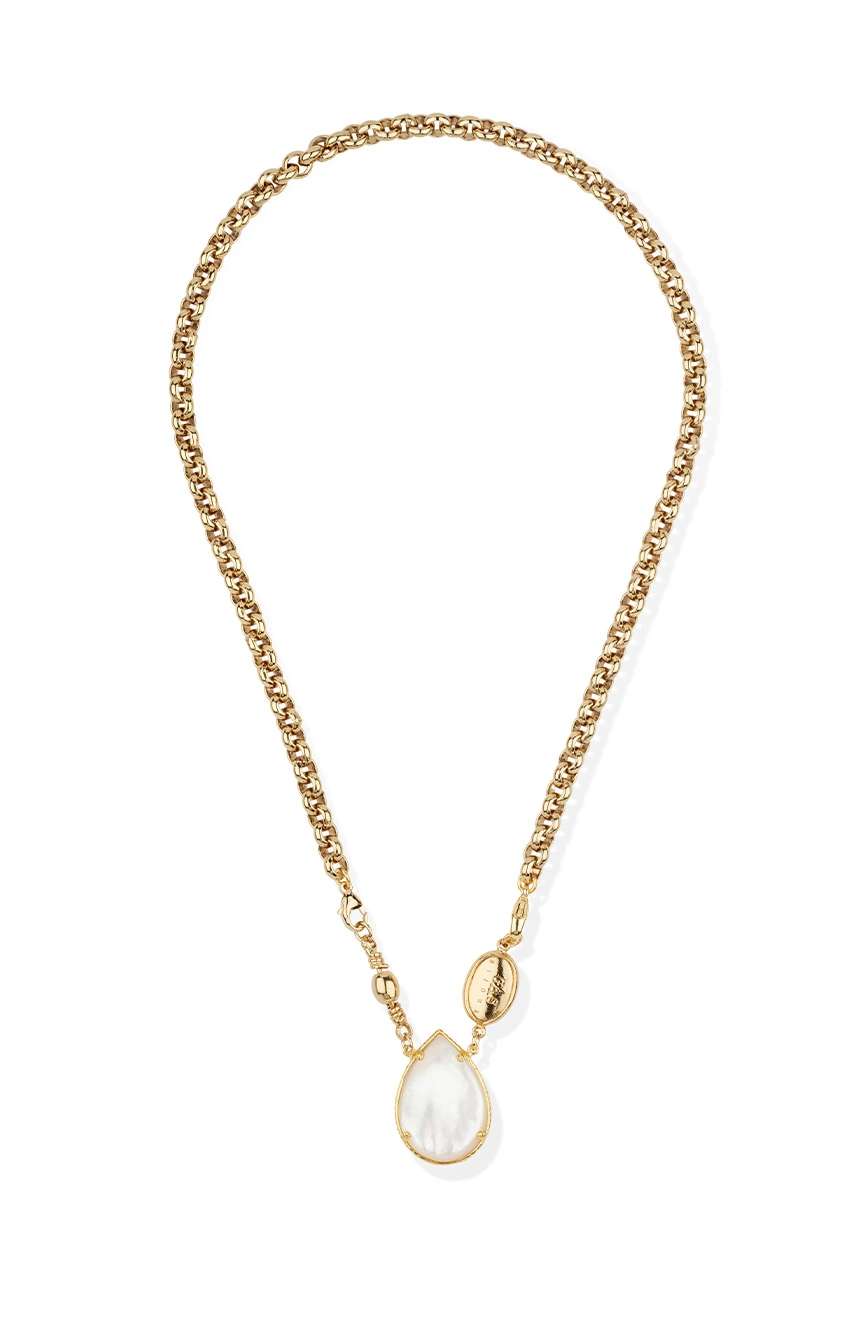 Gas Bijoux Gold Chain Mother of Pearl Pendant Necklace