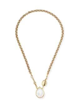 Gas Bijoux Gold Chain Mother of Pearl Pendant Necklace