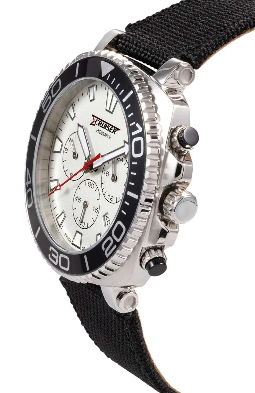 كروزر Gents Black canvas strap watch
