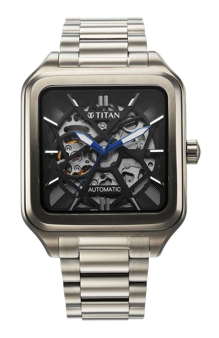 Titan Shaped Automatics Anthracite Dial Grey Stainless Steel Strap watch for Men