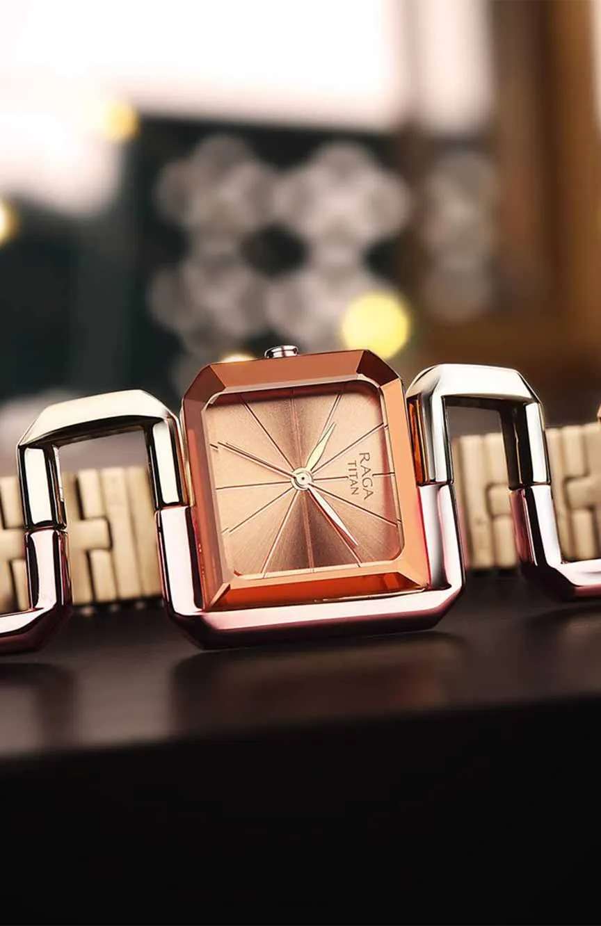Titan Raga Delight Rose Gold Dial Women Watch With Stainless Steel Strap