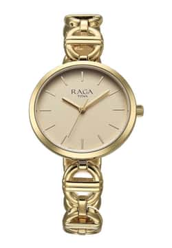 Titan Raga Showstopper Quartz Analog Champagne Dial Metal Strap Watch For Women