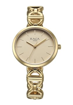 Titan Raga Showstopper Quartz Analog Champagne Dial Metal Strap Watch For Women