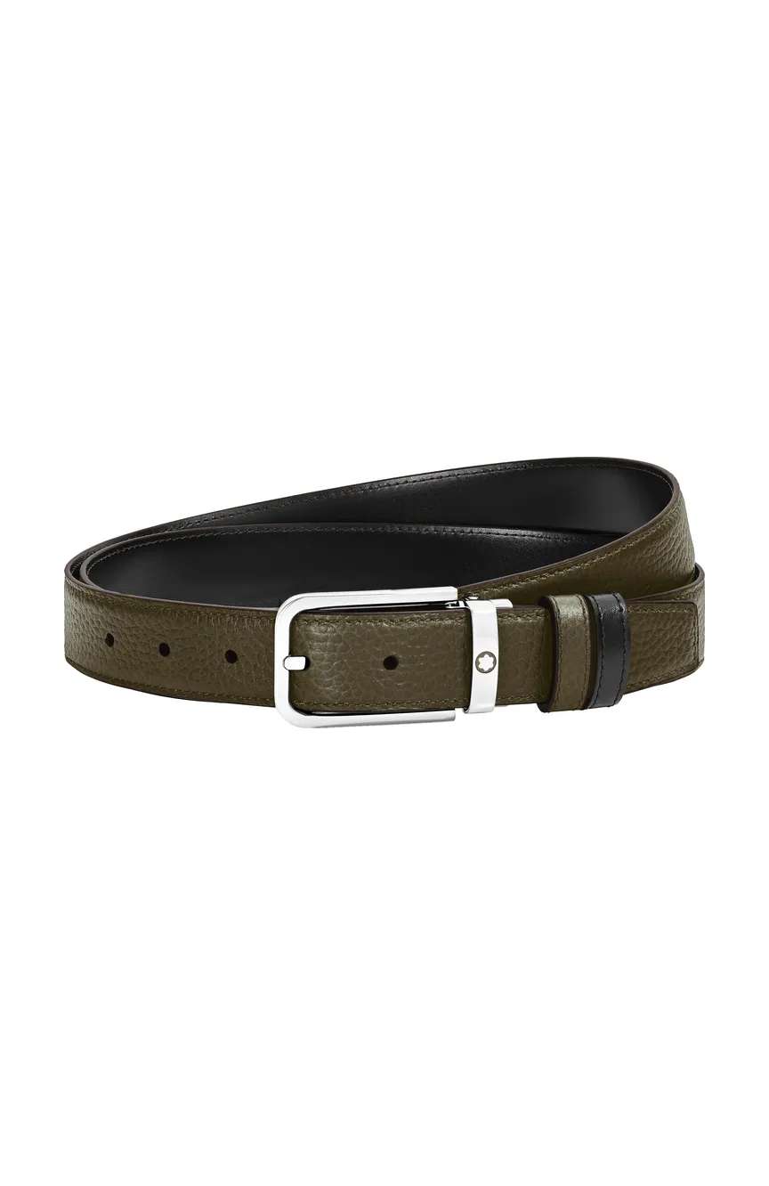 Montblanc 30 mm Reversible Belt in Grain Leather with Rectangular Buckle
