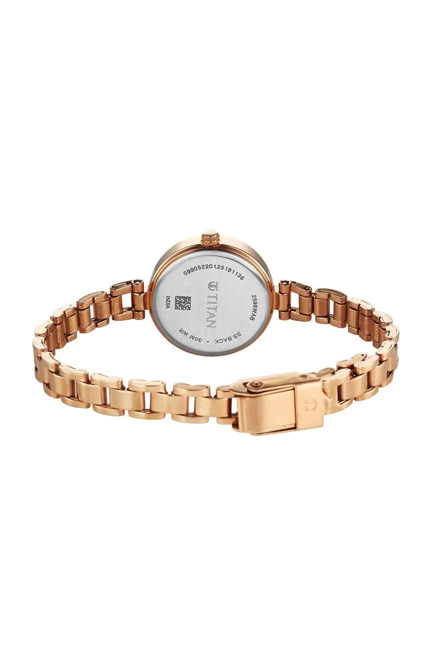Titan Karishma Rose Gold Round Dial Metal Strap Analog Watch for Women