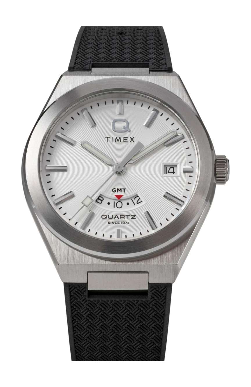 Timex Q Continental GMT 39mm Synthetic Rubber Strap Watch