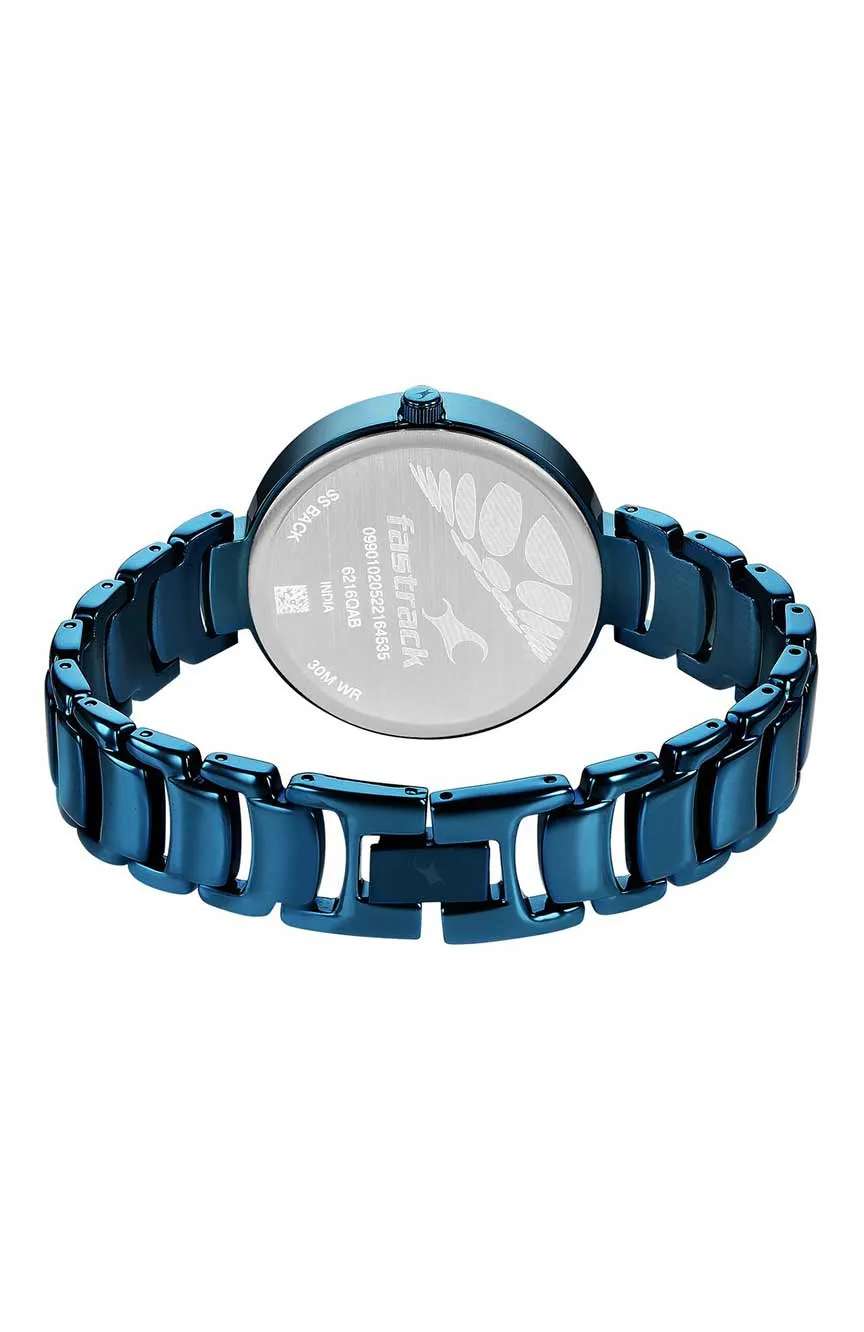 Titan Fastrack Style Up Quartz Analog Blue Dial Metal Strap Watch for Girls