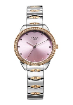 Titan Raga Showstopper Quartz Analog Purple Dial Two Toned Metal Strap Watch For Women