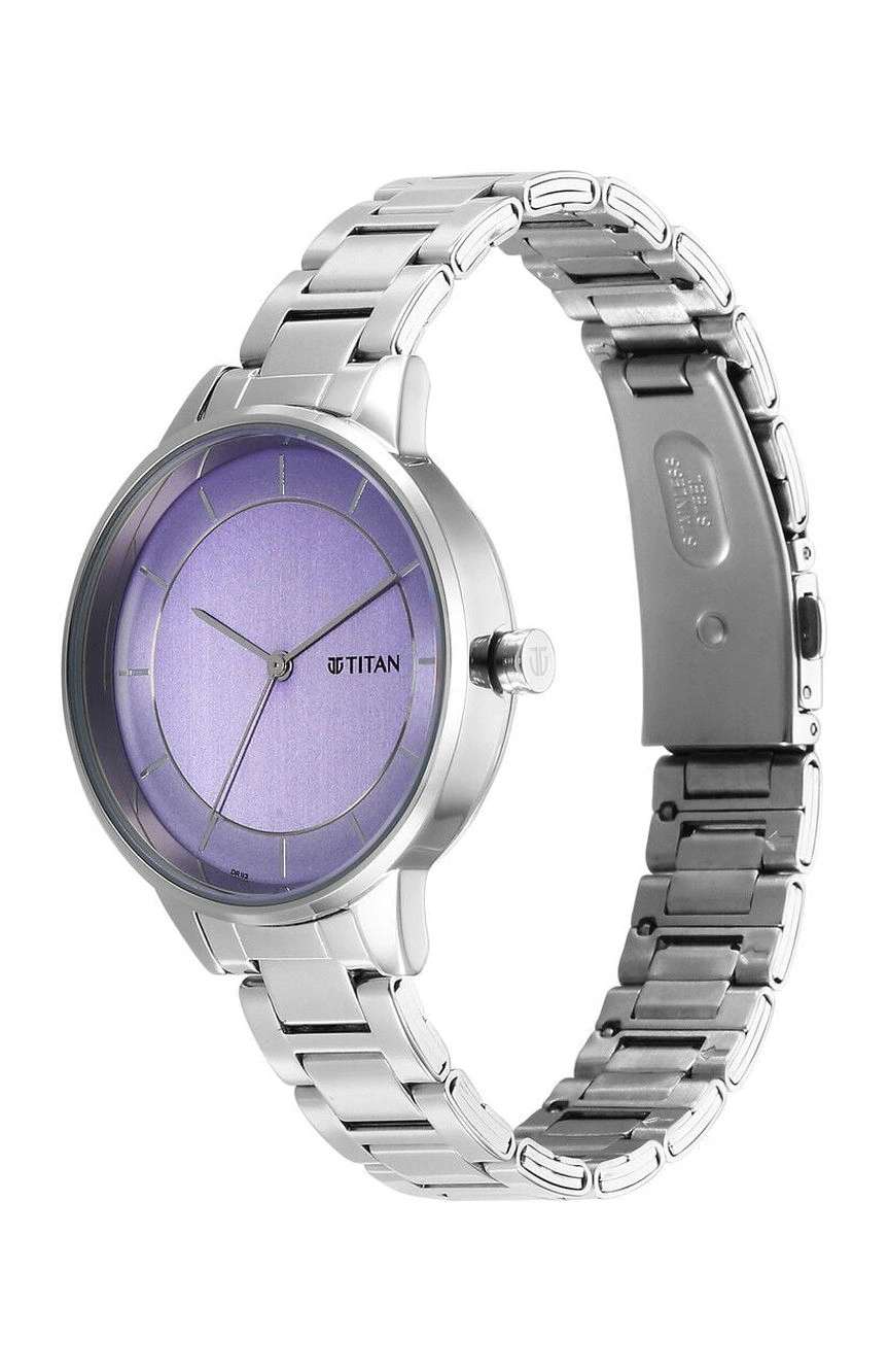 Titan Razzle Dazzle Quartz Analog Mauve Dial Stainless Steel Strap Watch For Women