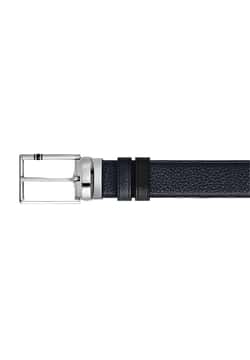 Montblanc حزام ذو وجهين بعرض 30 مم من الجلد المحبّب مزوّد بمشبك مايسترشتوك مستطيل الشكل