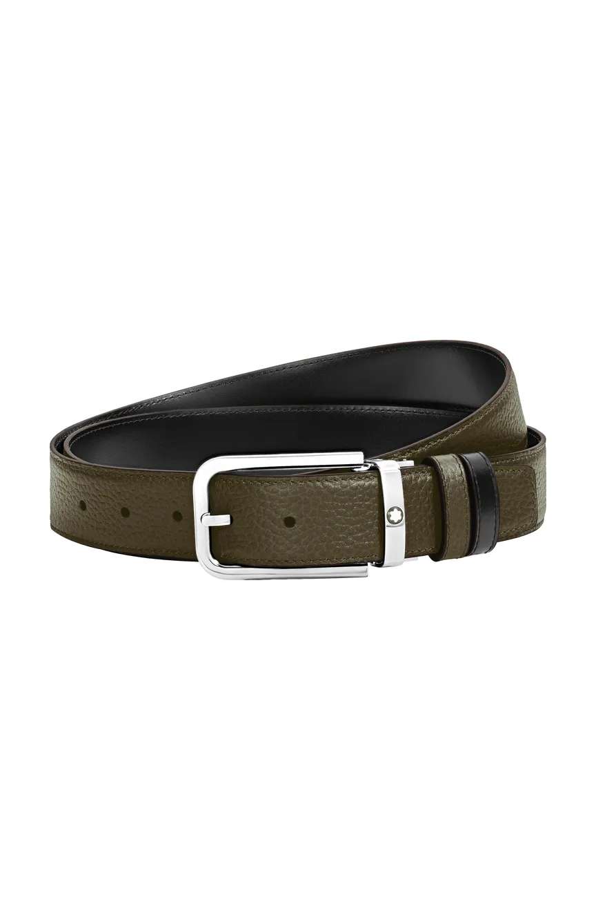 Montblanc 35 mm Reversible Belt in Grain Leather with Rectangular Buckle