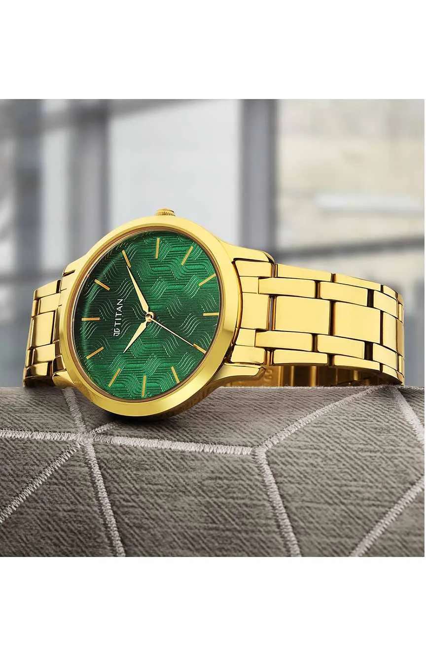 Titan Karishma Radiance Green Dial Analog Stainless Steel Strap watch for Men