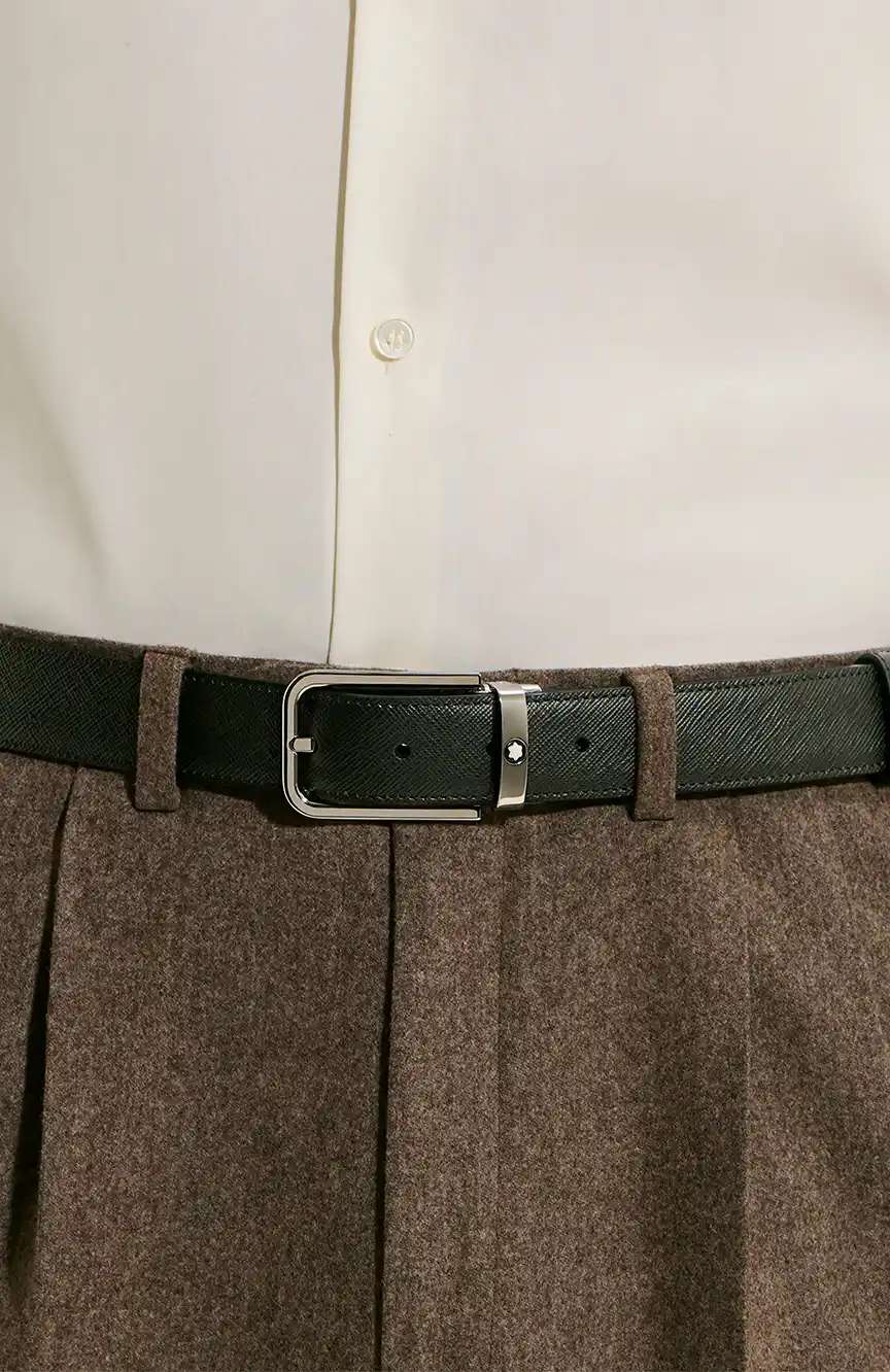 Montblanc 30 mm Reversible Belt in Sartorial Leather with Rectangular Buckle