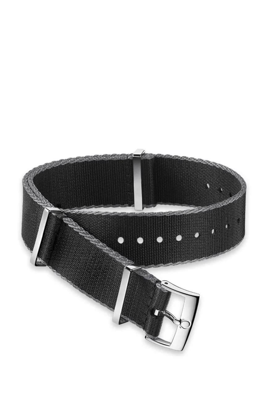 OMEGA Polyamide, black grey bordered, Nato Strap