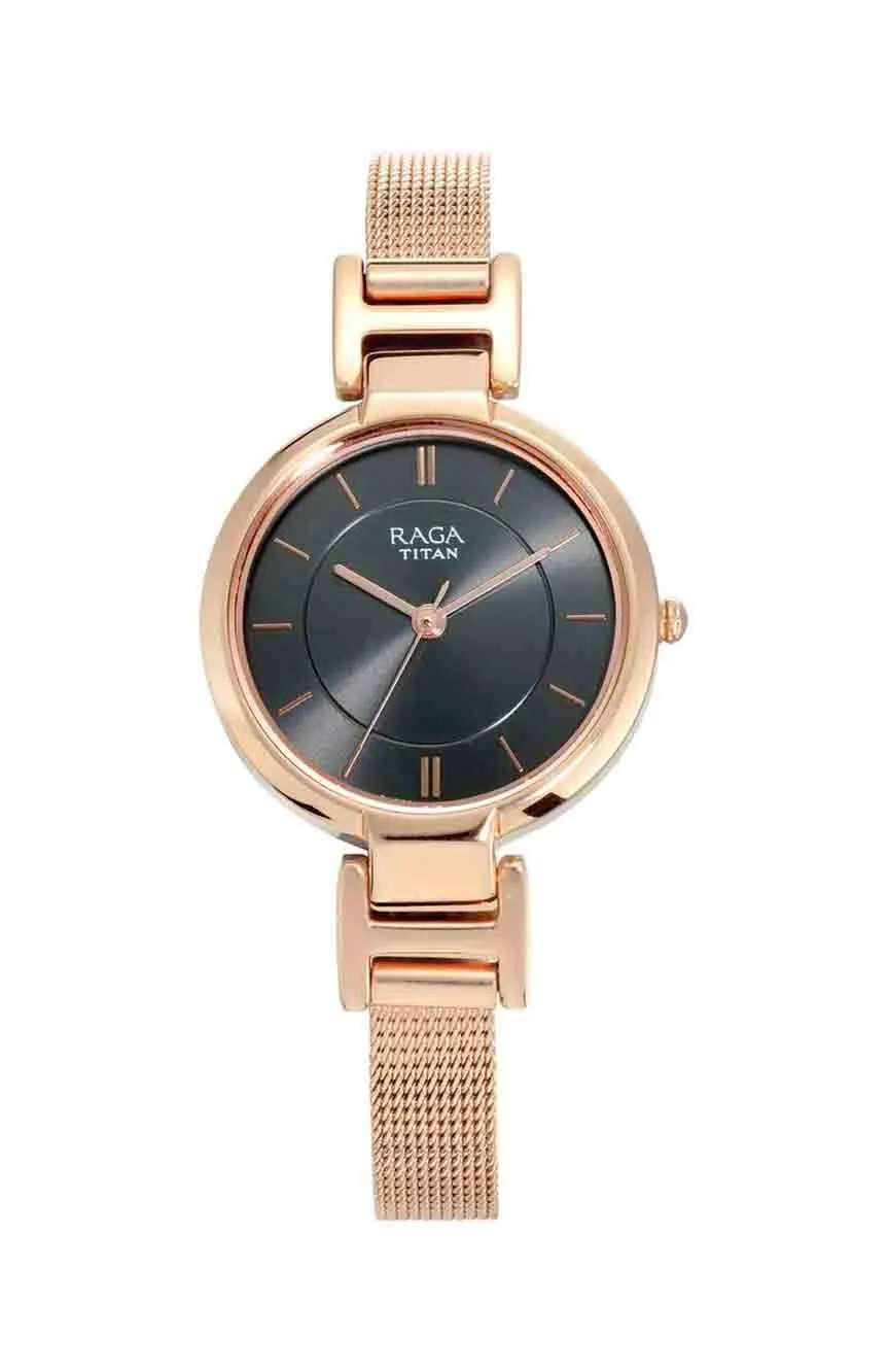 تيتان ساعة تيتان راجا فيفا بميناء أنثراسيت وسوار معدني للنساء