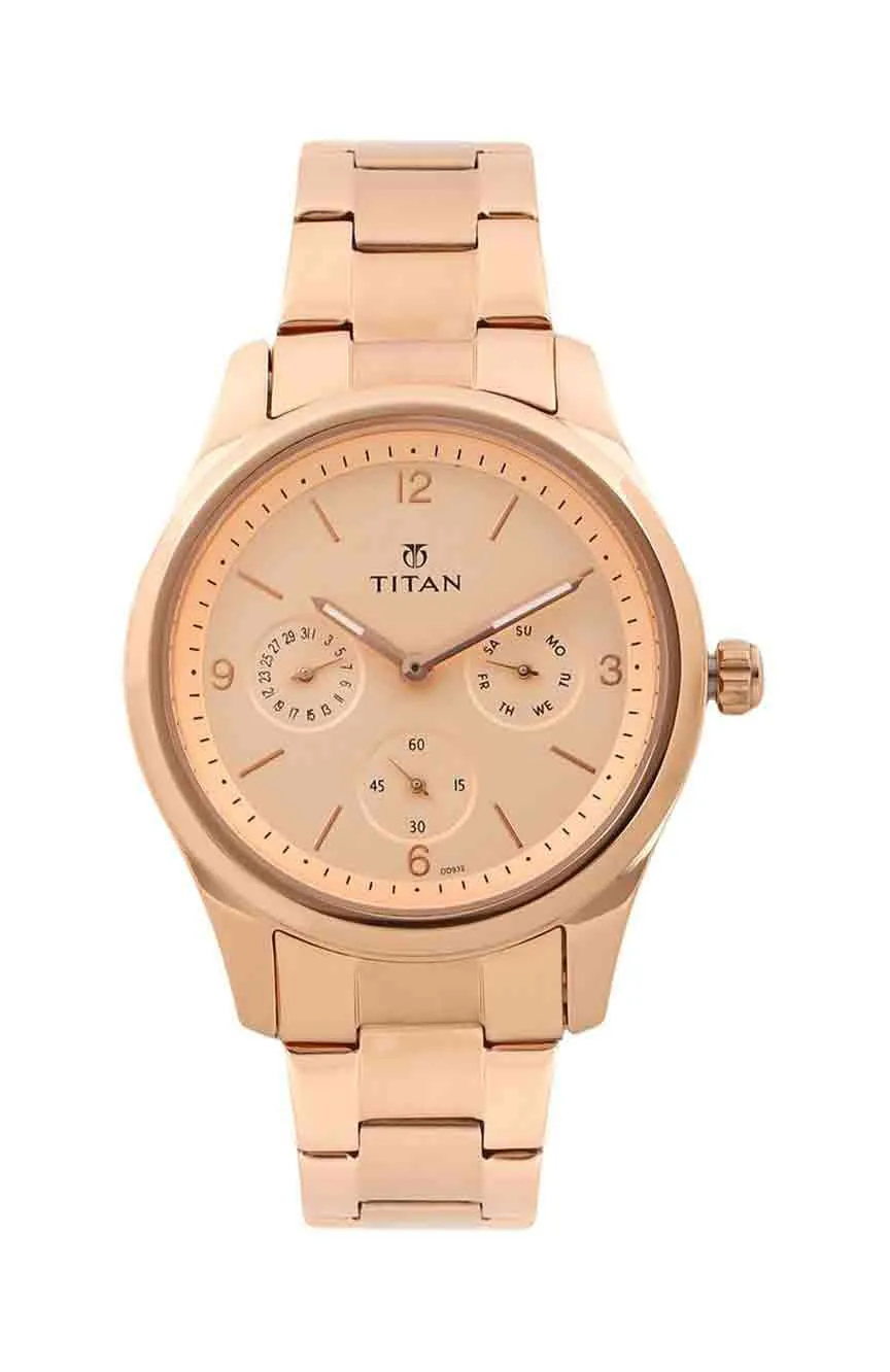 

Titan | Titan Quartz Analog with Day and Date Rose Gold Dial Stainless Steel Strap Watch for Women