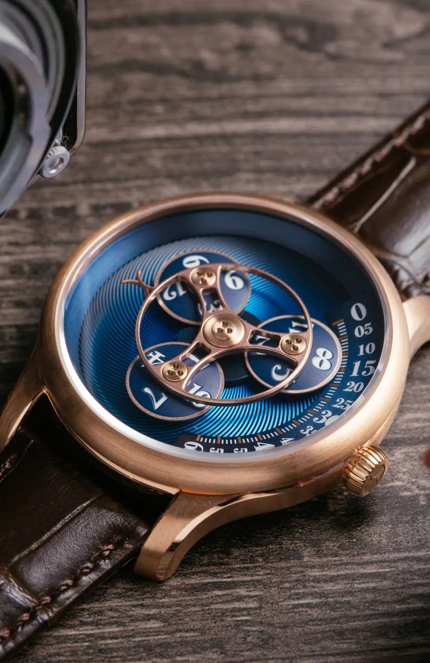 Xeric Triptych Automatic Wandering Hour Rose Gold Ocean