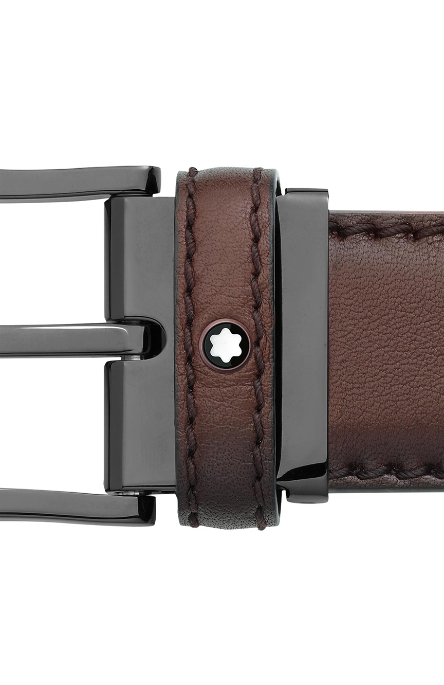 Montblanc Rounded Matt Satinless Steel Black PVD Pin Buckle Belt