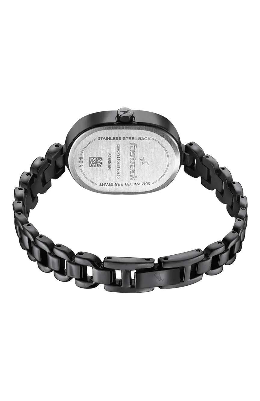 Titan Fastrack Style Up Black Dial Metal Strap Watch for Girls