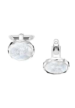 OMEGA CUFFLINKS, MOTHER OF PEARL, STAINLESS STEEL