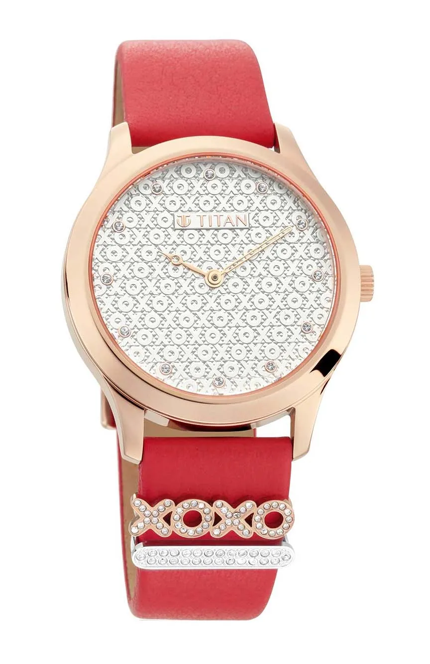 

Titan | Titan Charming LoveWhite Dial Analog Leather Strap watch for Women