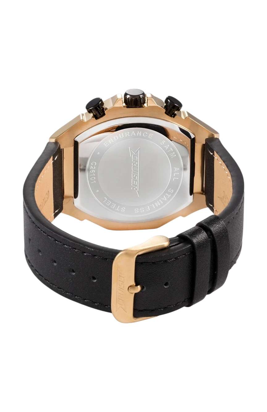 كروزر Gents Black leather strap watch