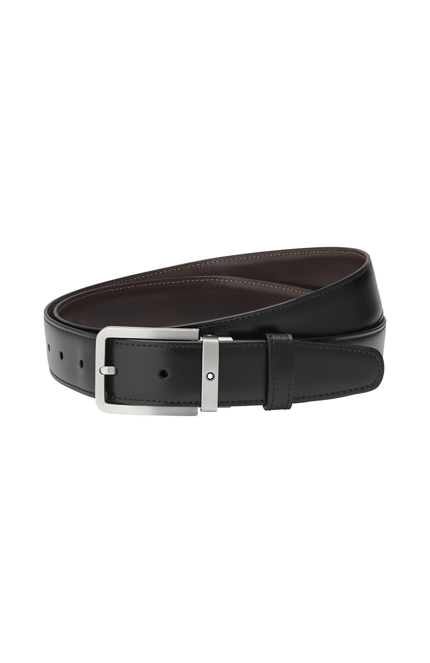 Montblanc Rectangular Matt Titanium Pin Buckle Belt | RivoliShop.com