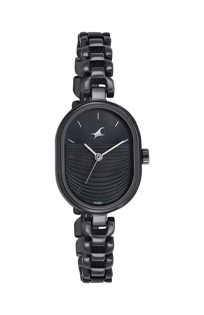 Titan Fastrack Style Up Black Dial Metal Strap Watch for Girls